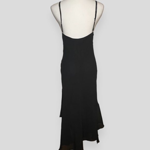 Black Whimsygoth Fairy Beaded Maxi Slip Dress with Asymmetrical Hem Size M - Picture 5 of 7
